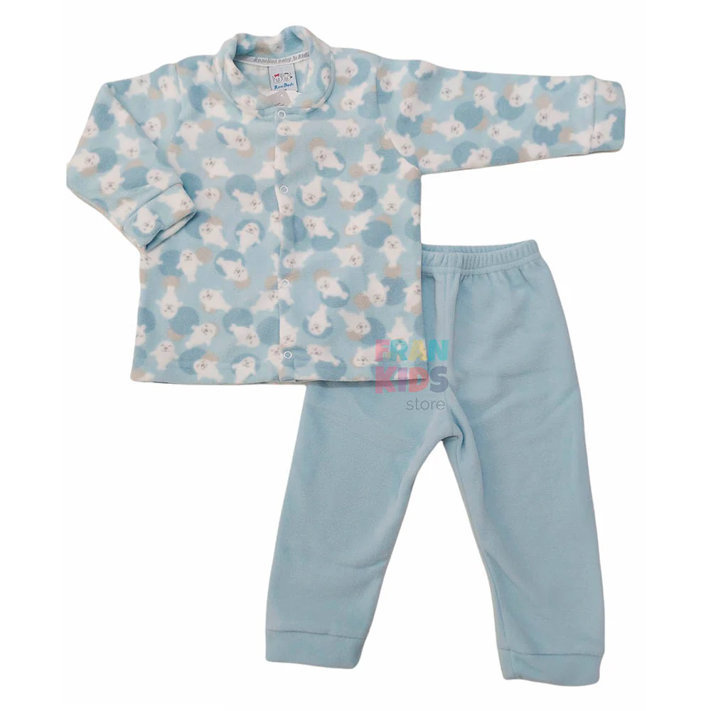 Pijama Soft Com Abertura Frontal Azul Foca - Rosebud - Image 2