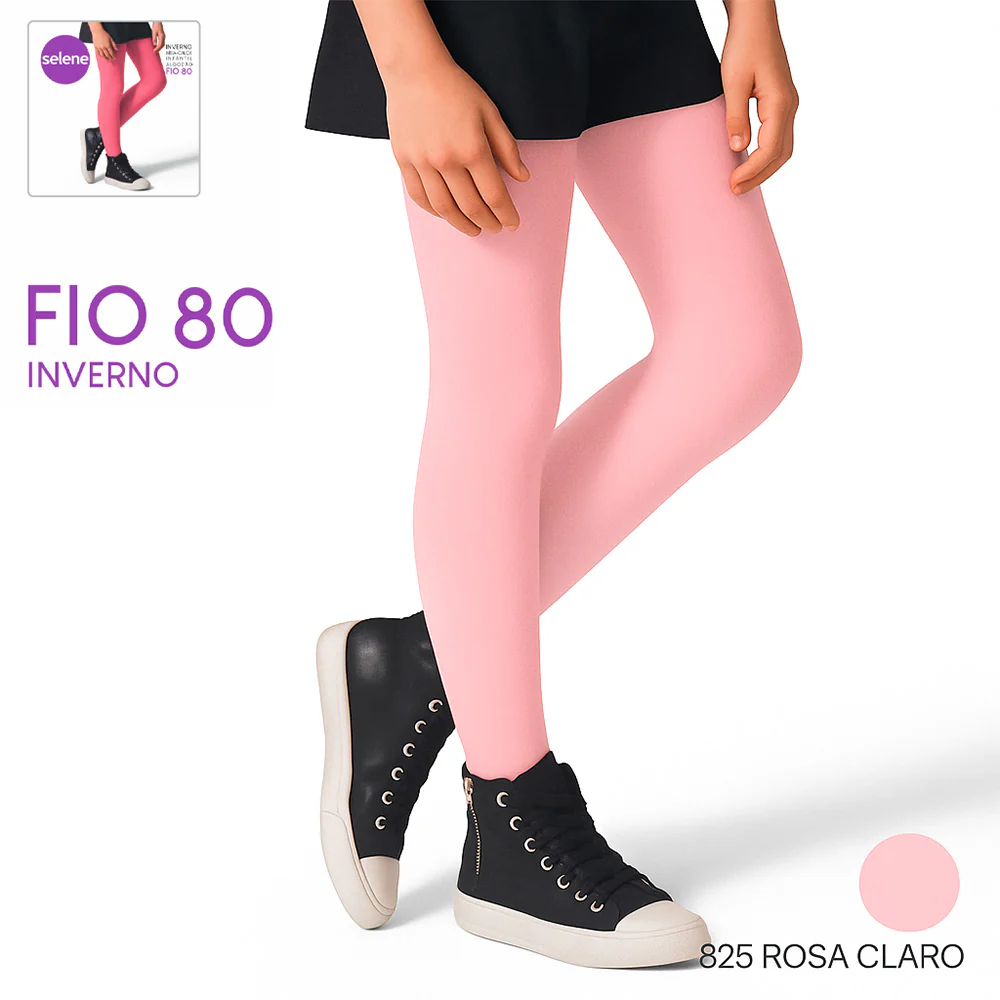 Meia-Calça Fio 80 Infantil Menina Lisa em Algodão - Selene - Image 5