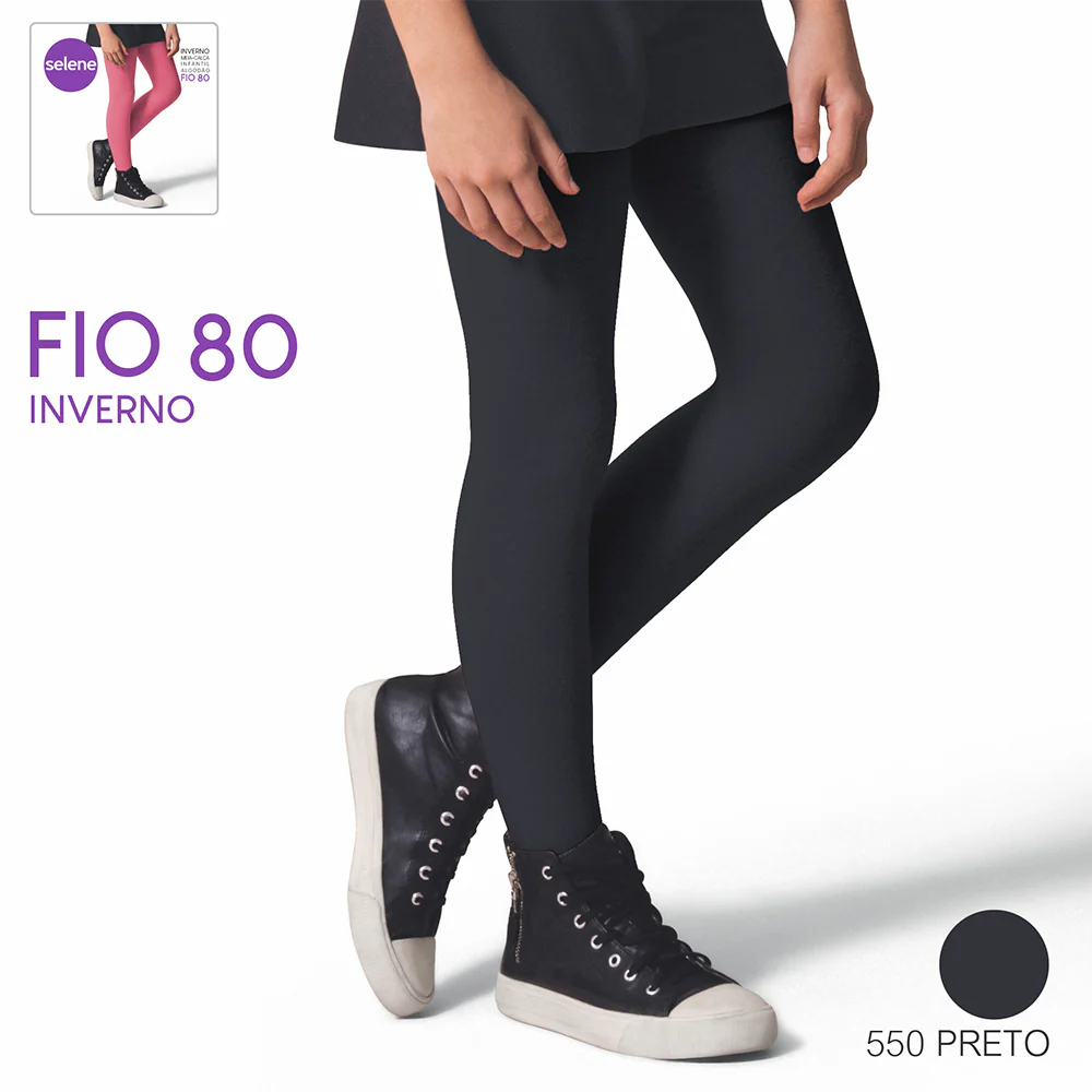 Meia-Calça Fio 80 Infantil Menina Lisa em Algodão - Selene - Image 3