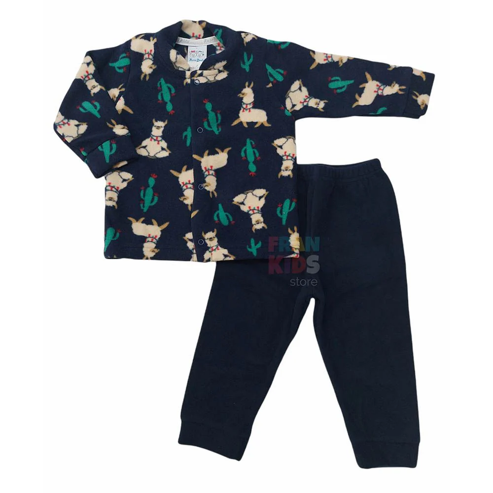Pijama Soft Com Abertura Frontal Marinho Alpaca - Rosebud - Image 2
