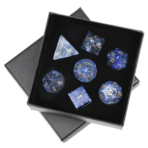 Kit Dados de RPG Feito de Minerais Arenito Jasper Agata Indiana
