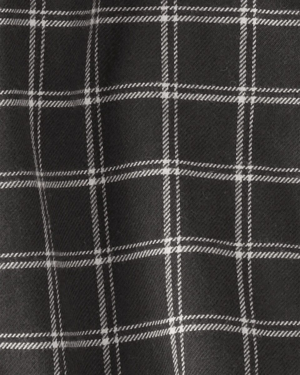 Body camisa de manga comprida com botões e xadrez preto - Image 3