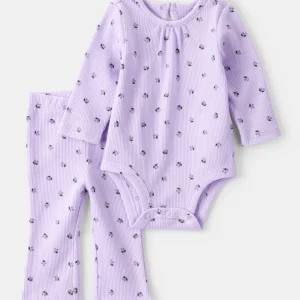 Conjunto de duas peças de body e calças com estampado de frutas