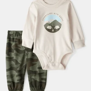Conjunto de duas peças em algodão com estampado "Aventuras com o Papá"