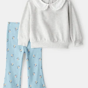 Conjunto de sweatshirt com gola Peter Pan e leggings à boca de sino