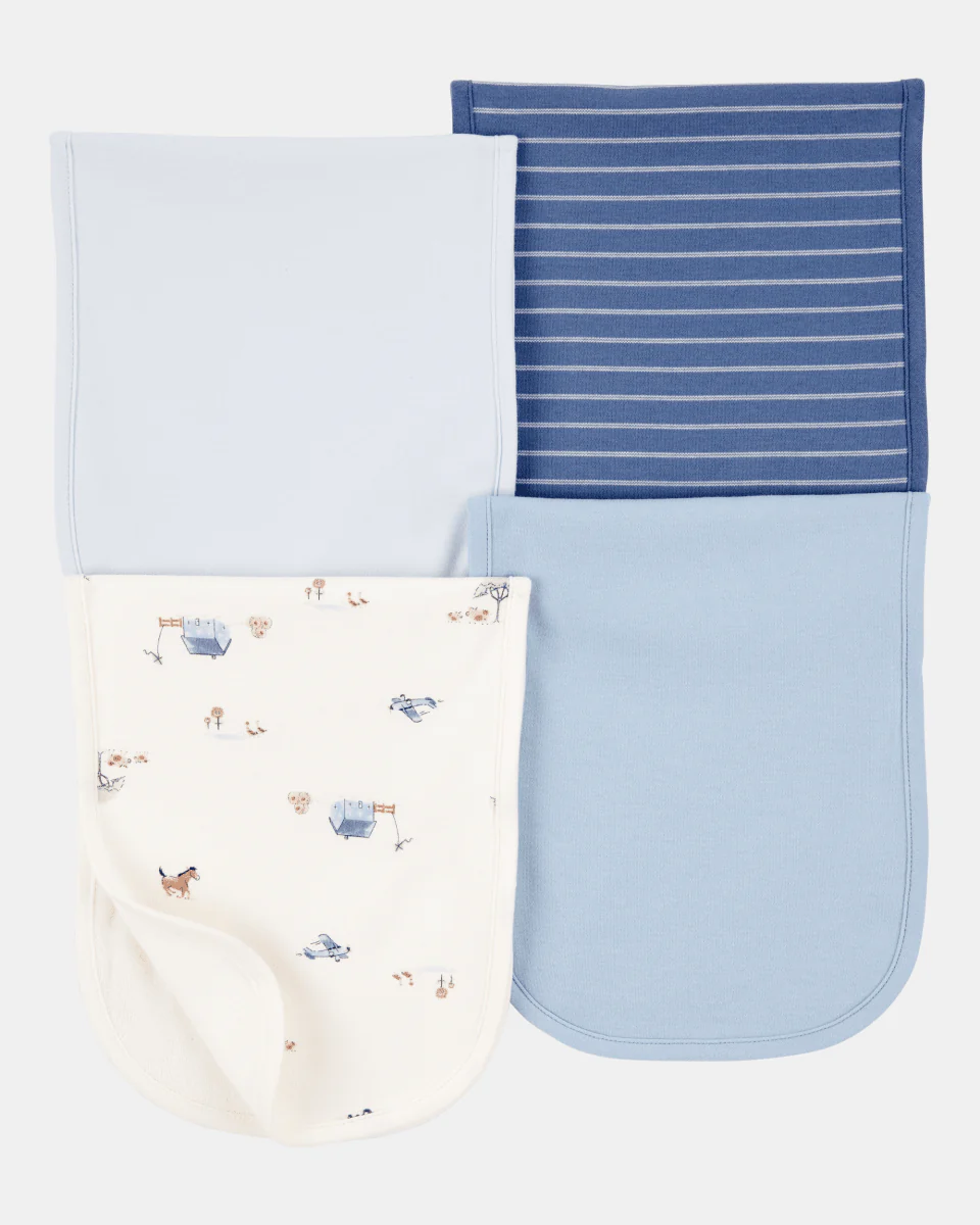 Pacote com quatro babetees de algodão azul - Image 2