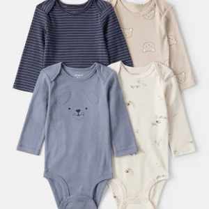 Pack de body de manga comprida com quatro peças e estampado de urso