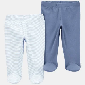 Pack de 2 calças com pés em tons azuis