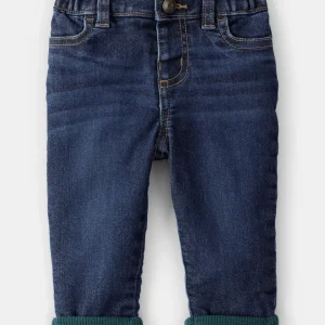 calças jeans acolchoada confortável para bebés
