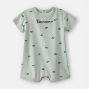 macacão de algodão curto, design caracóis verde