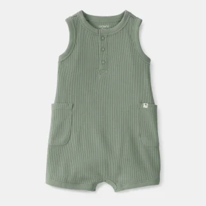 Macacão térmico curto, design liso verde